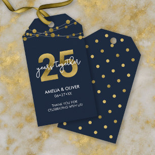 Blue Lichtslingers 25-jarig Huwelijksjubileum Cadeaulabel