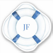 Blue Life Buoy Monogrammed Vinyl Sticker (Voorkant)