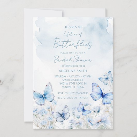 Blue Lifetime of Butterflies Garden Vrijgezellenfe Kaart (Voorkant)