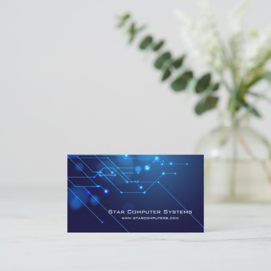 Blue Light Circuits4 Computer Reparatie Visitekaar Visitekaartje (Staand voorkant)