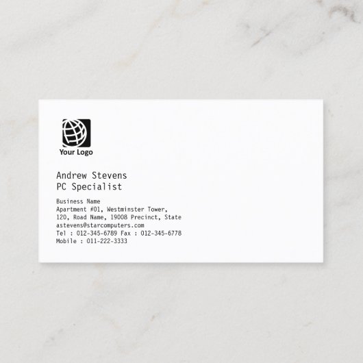 Blue Light Circuits5 Computer Reparatie Visitekaar Visitekaartje (Achterkant)