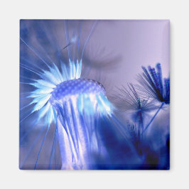 Blue Light Floral Print Square Magnet