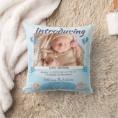 Blue Light Geboorte Aankondiging Personaliseren Kussen (Deken)