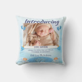Blue Light Geboorte Aankondiging Personaliseren Kussen (Voorkant)