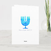 Blue Light Hanukkah Holiday Card met Menorah Kaart (Achterkant)