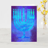 Blue Light Hanukkah Holiday Card met Menorah Kaart (Gele Bloem)