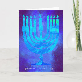 Blue Light Hanukkah Holiday Card met Menorah Kaart