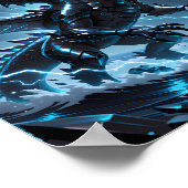 Blue Lightning Black Dragon Storm Fantasy Poster (Hoek)