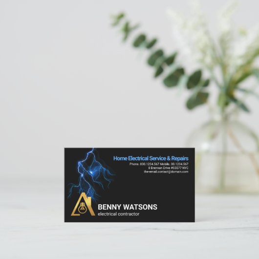 Blue Lightning Electric Storm Service Visitekaartje (Staand voorkant)