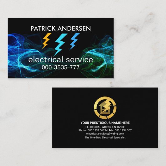 Blue Lightning Flash elektrisch Storm Visitekaartje (Voorkant / Achterkant)