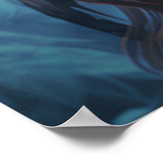 Blue Lightning Lion Face Art Poster (Hoek)