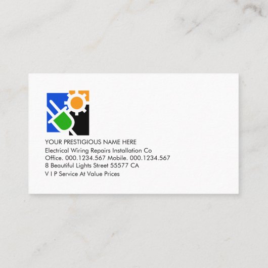 Blue Lightning Powers Electrical Service Visitekaartje (Achterkant)