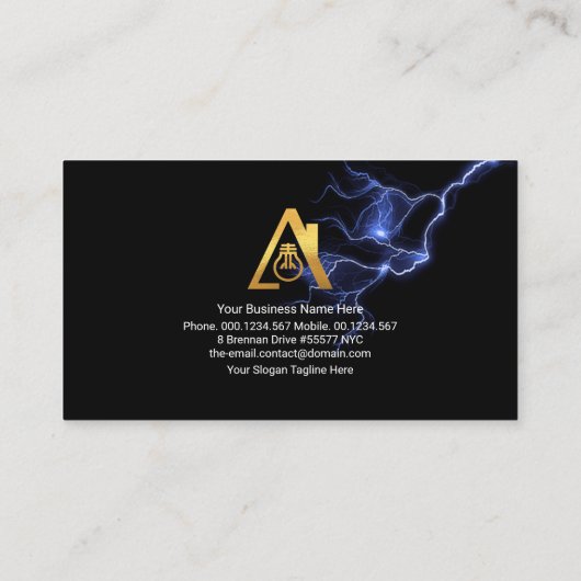 Blue Lightning Strikes Electricia Service Visitekaartje (Achterkant)