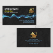 Blue Lightning Wave Black Grunge Home-elektricien Visitekaartje (Voorkant / Achterkant)