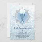 Blue Lights Eerste Communie Chalice Host Kaart (Voorkant)