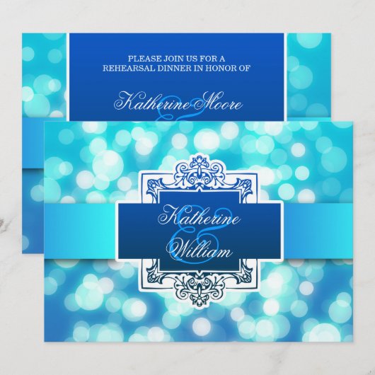 Blue Lights repetitie uitnodigingen voor het diner (Voorkant / Achterkant)