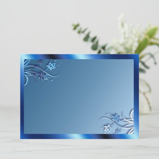 Blue Lijst Invitation Kaart (Staand voorkant)