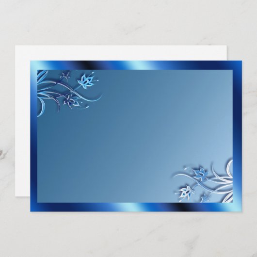 Blue Lijst Invitation Kaart (Voorkant / Achterkant)