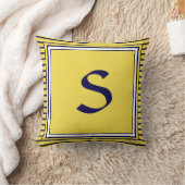 Blue Lijst Monogram Letter Stripes Cushion Kussen (Deken)