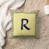 Blue Lijst Monogram Letter Stripes Cushion Kussen (Deken)