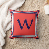 Blue Lijst Monogram Letter Stripes Cushion Kussen (Deken)
