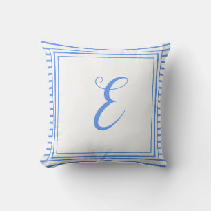 Blue Lijst Monogram Letter Stripes Cushion Kussen