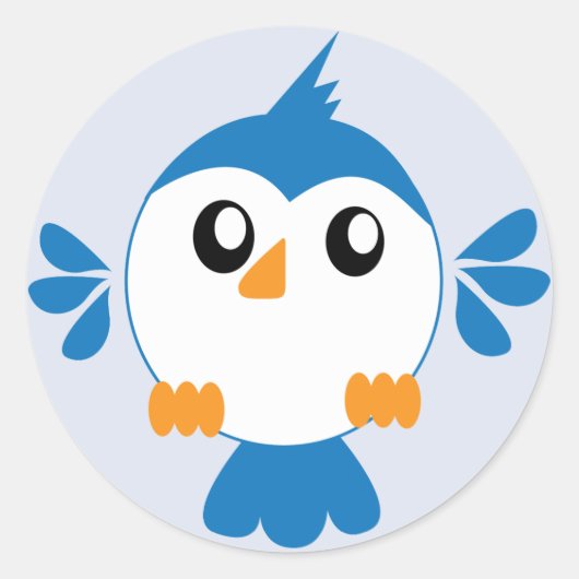 Blue Lil' Bird Ronde Sticker (Voorkant)