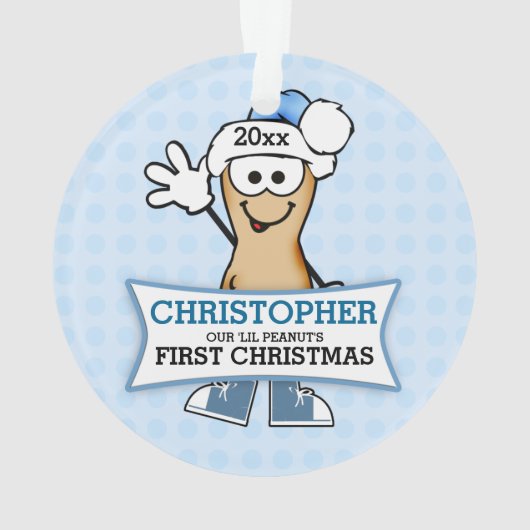 Blue Lil Peanut Baby's eerste Kerstmis Ornament (achterkant)