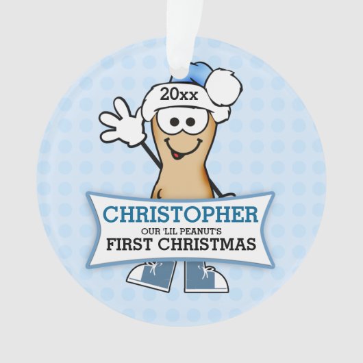 Blue Lil Peanut Baby's eerste Kerstmis Ornament (voorkant)