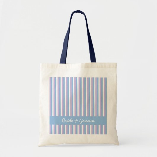 Blue Lila White Stripes blue Wedding Bag Tote Bag (Voorkant)