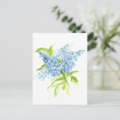 Blue Lilacs Spring Bouquet Waterverf Flowers Briefkaart (Staand voorkant)