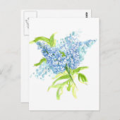 Blue Lilacs Spring Bouquet Waterverf Flowers Briefkaart (Voorkant / Achterkant)