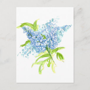 Blue Lilacs Spring Bouquet Waterverf Flowers Briefkaart