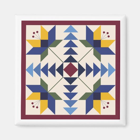 Blue Lilies Barn Quilt Magnet (Voorkant)