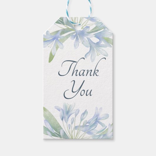 Blue Lilies Waterverf Wedding Cadeaulabel (Voorkant)