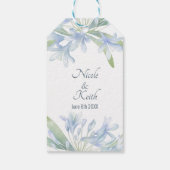 Blue Lilies Waterverf Wedding Cadeaulabel (Achterkant)