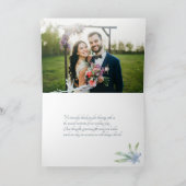 Blue Lilies Waterverf Wedding Foto Bedankkaart (Binnen)