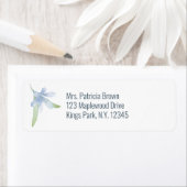 Blue Lilies Waterverf Wedding Return-adres Etiket (Insitu)