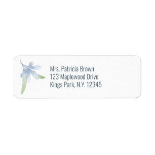 Blue Lilies Waterverf Wedding Return-adres Etiket
