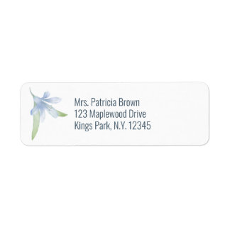 Blue Lilies Waterverf Wedding Return-adres Etiket