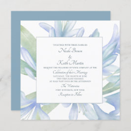 Blue Lilies Waterverf Wedding Square Kaart