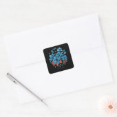 BLUE LILLIES FLOWER DESIGN VIERKANTE STICKER (Envelop)