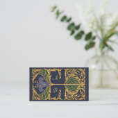 Blue Lily Art Nouveau Calling Card Visitekaartje (Staand voorkant)