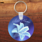 Blue Lily Flower Personalized Sleutelhanger (Voorkant)