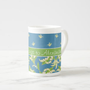 Blue Lily-of-the-Valley Floral Bone China Mok