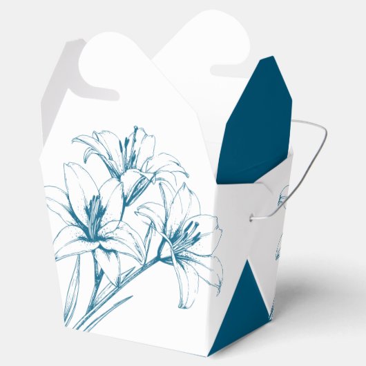 Blue Lily Outline Wedding Bedankdoosjes (Geopend)