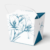 Blue Lily Outline Wedding Bedankdoosjes (Achterkant)