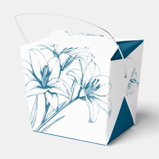 Blue Lily Outline Wedding Bedankdoosjes (Achterkant)