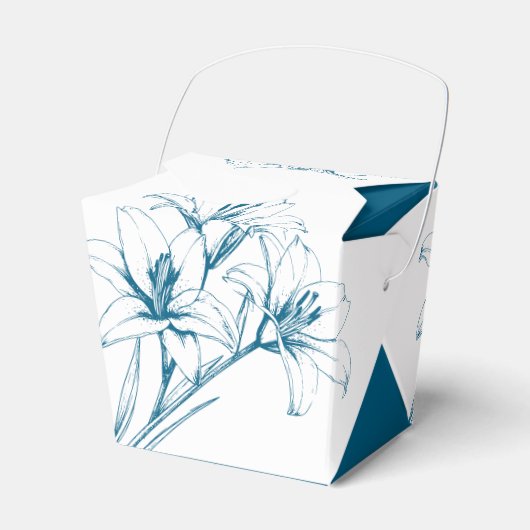 Blue Lily Outline Wedding Bedankdoosjes (Voorkant Zijde)