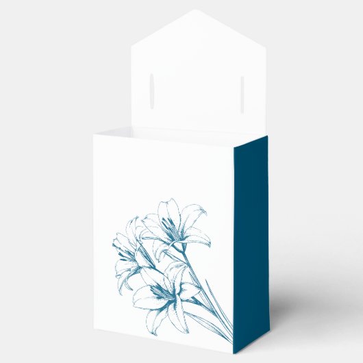 Blue Lily Outline Wedding Bedankdoosjes (Geopend)